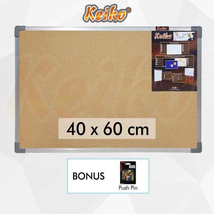 

Softboard Cork Pin Board / Papan Mading Gantung Keiko 40 x 60 cm