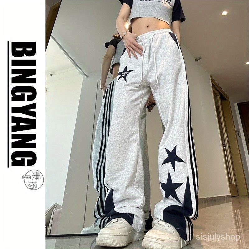 Celana Panjang Y2K Wanita / Celana Panjang Santai Bintang Vintage Amerika / Ce