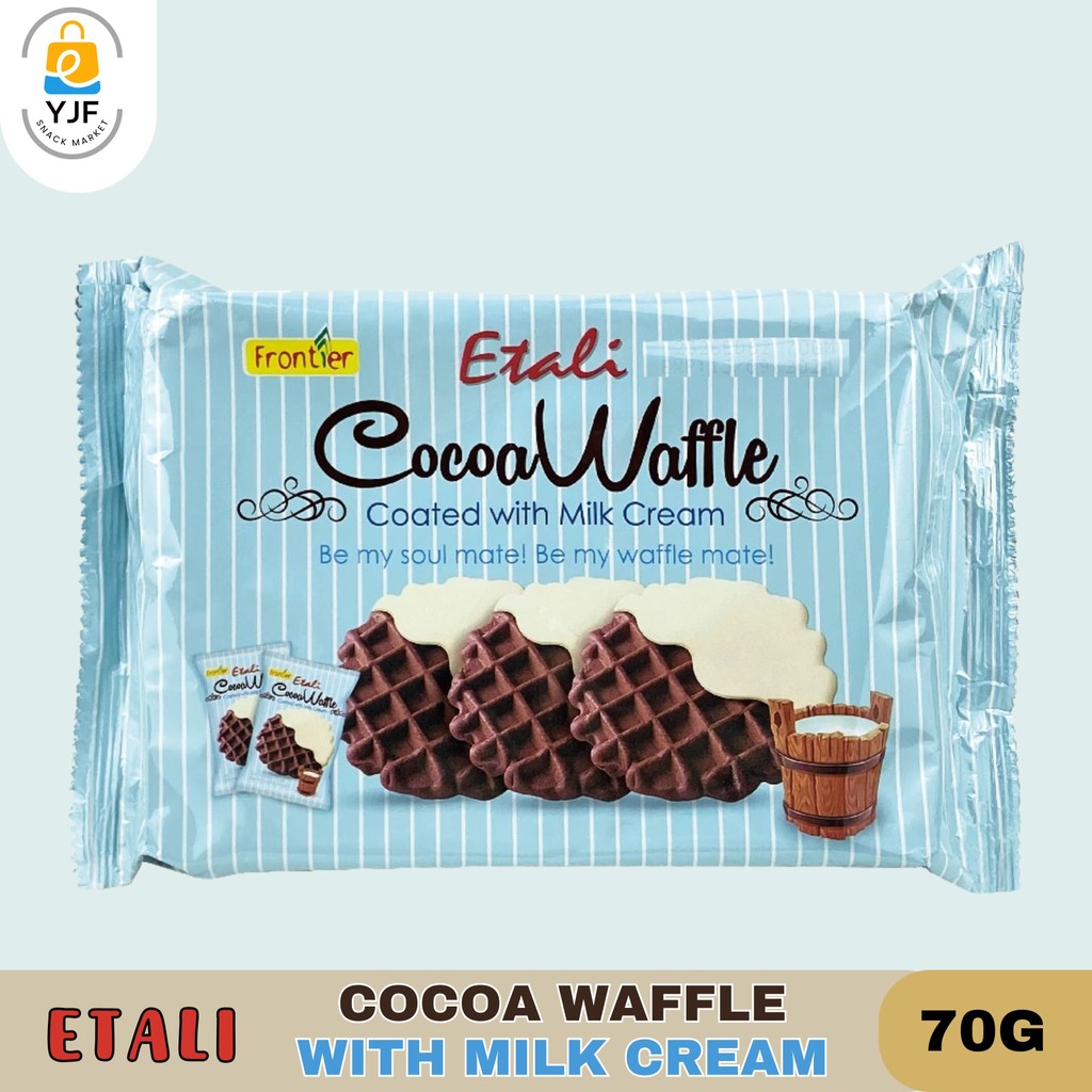 

Etali Cocoa Waffle Coated With Milk Cream 70g / Biskuit / Kue Import / Cocoa Waffle With Cream