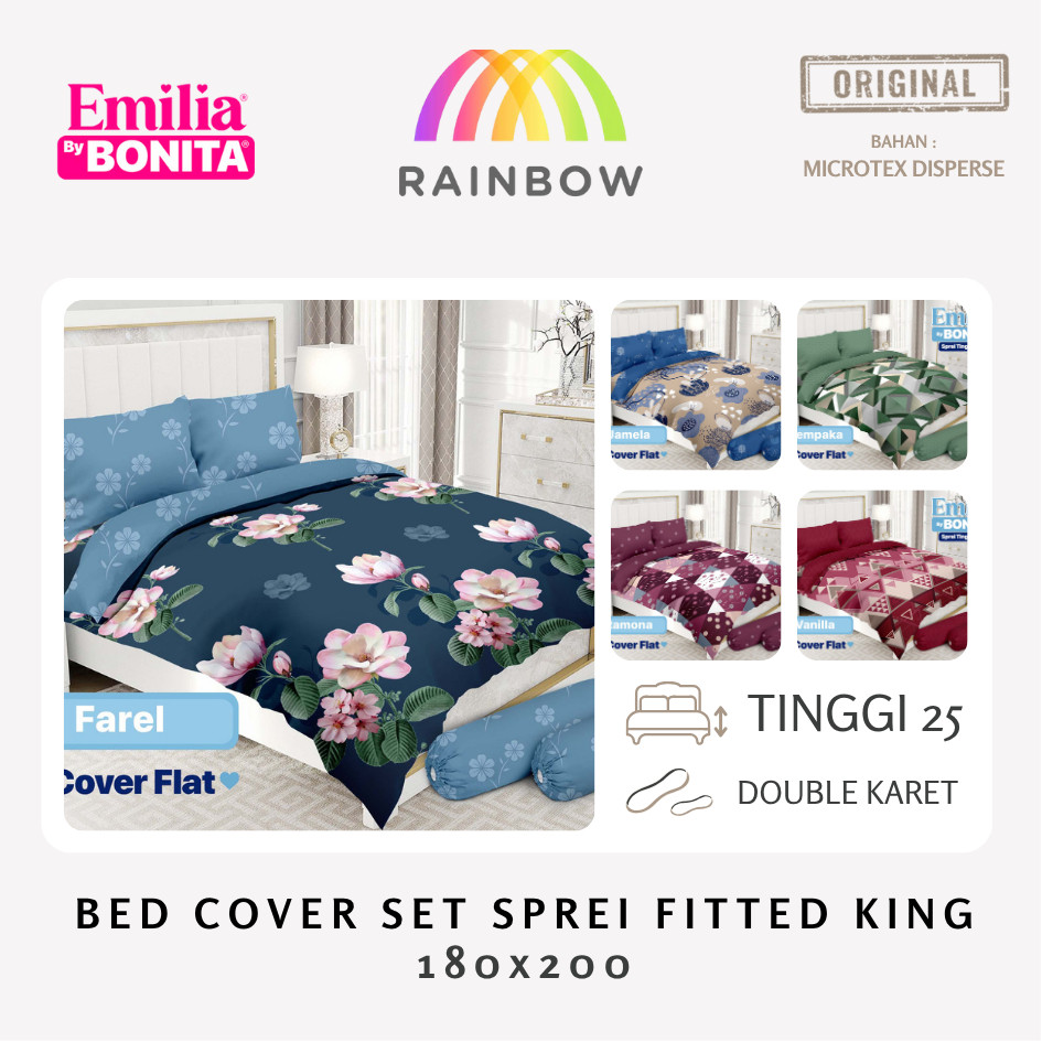 

Emilia - Bed Cover SET SPREI FITTED King T25 (180x200) tinggi 25 by Bonita OFFICIAL Terlaris Pilihan