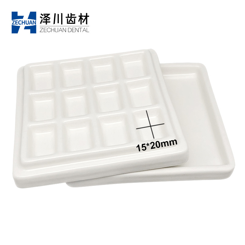 

ZECHUAN Ceramic Palette 12 Slot Square Groove With Cover Dental Lab and Technicians 96mm Small Size For Porcelain Powder Mixing