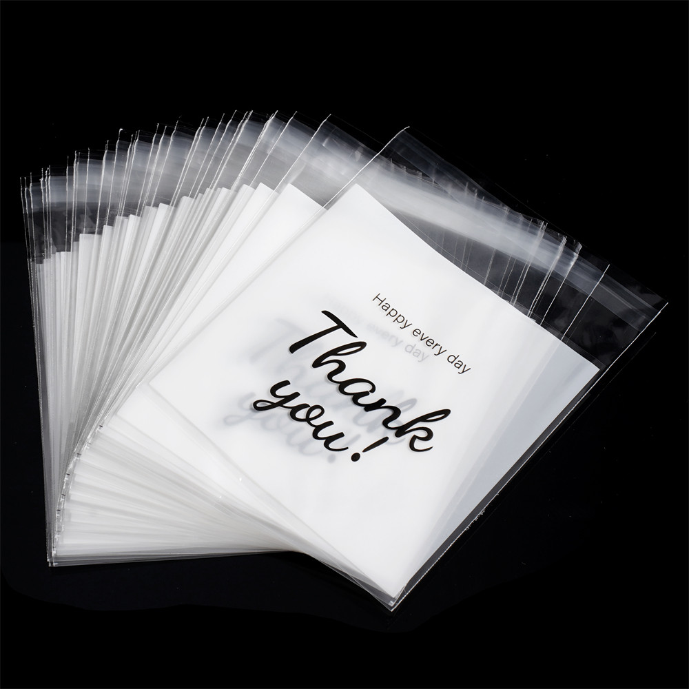 

100pcs/lot Transparent THANK YOU Self-adhesive Bag Plastic Pouches for DIY Jewelry Display Cookies Storage Gifts Bag