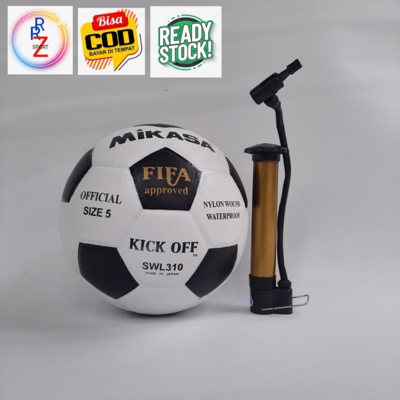 [PREMIUM ORIGINAL] BOLA SEPAK MIKASA HITAM PUTIH BOLA SEPAK SIZE 5 BOLA SEPAK MURAH FREE PENTIL JARI