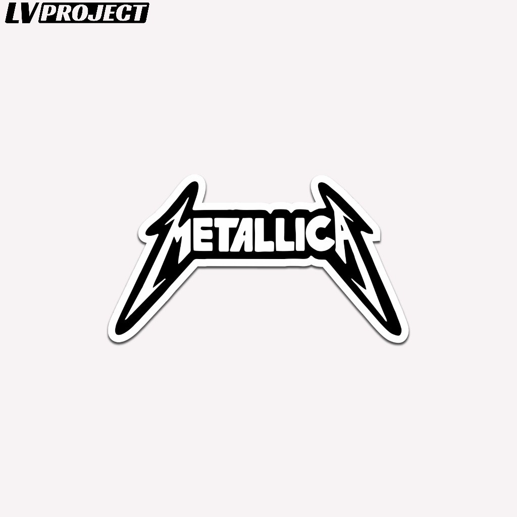 

Stiker Metal Black And White Metallica Satuan Waterproof Sticker Print Cut Helm Notebook