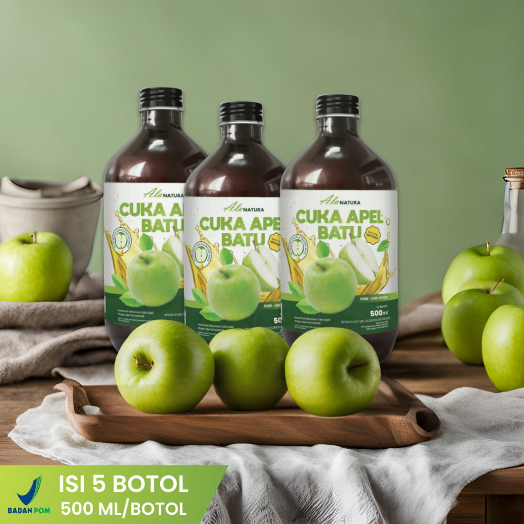 

Cuka Apel Batu Ala Natura Apple Cider Vinegar with Mother Paket 3 Botol Bantu Diet Halal dan BPOM