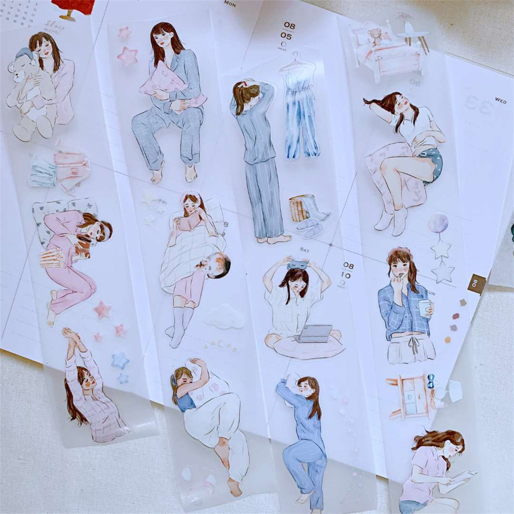 

Katkreates Studio Vintage Hello Winter Books Journals Girl Washi PET Tape for Card Making DIY Scrapbooking Decorative Sticker
