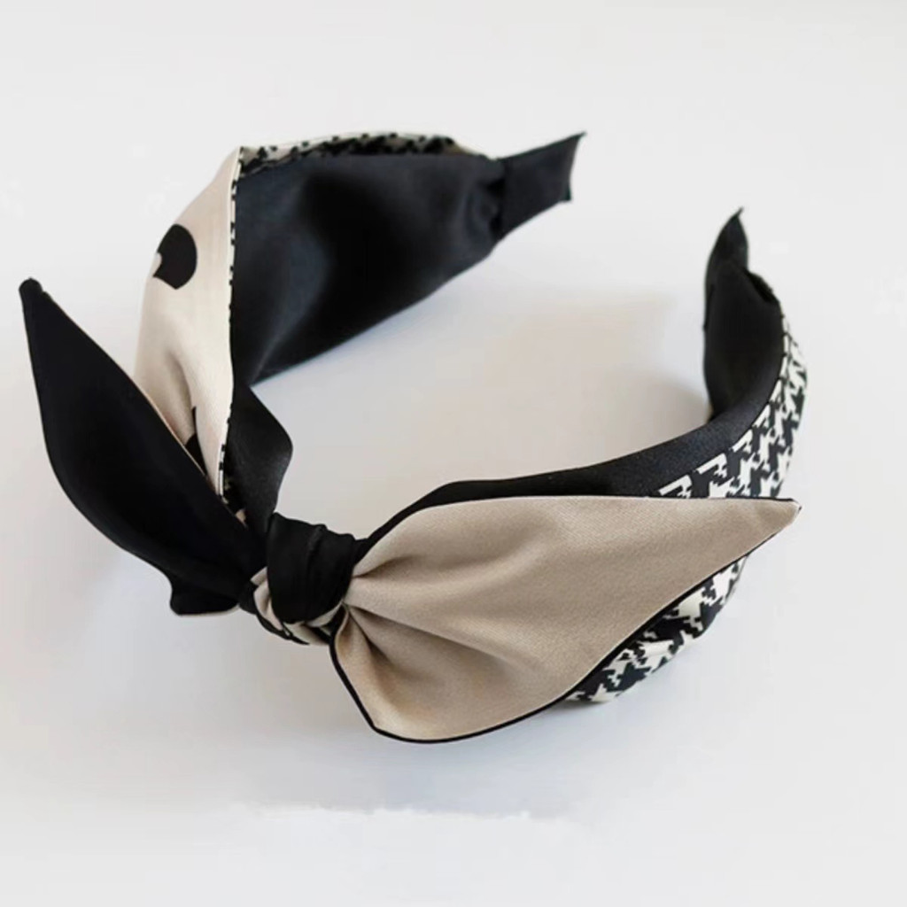 PROLY New Fashion Headband For Women Wide Side Bowknot Headwear Classic Houndstooth Pat work Turban 