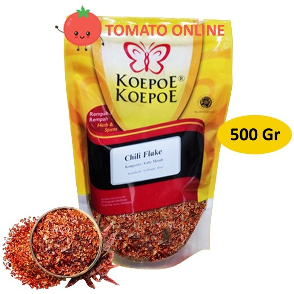 

Koepoe Kupu Chili Flakes / Crushed / Cabe Cacah Bubuk Kasar / 500 Gr