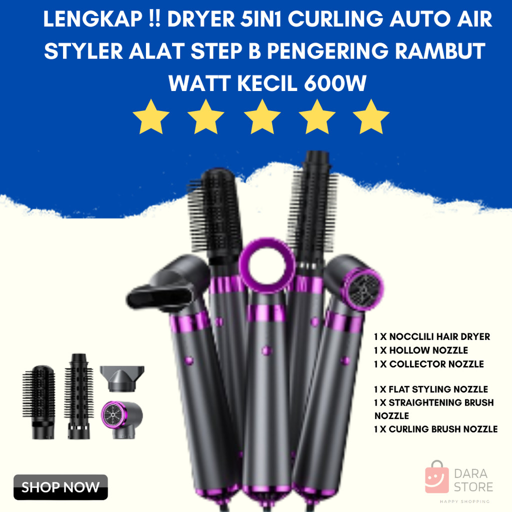Hair Dryer Lengkap 5 In1 Curling Multifungsi Pelurus Professional Vehicle Step Low Sisir Mini Elektr