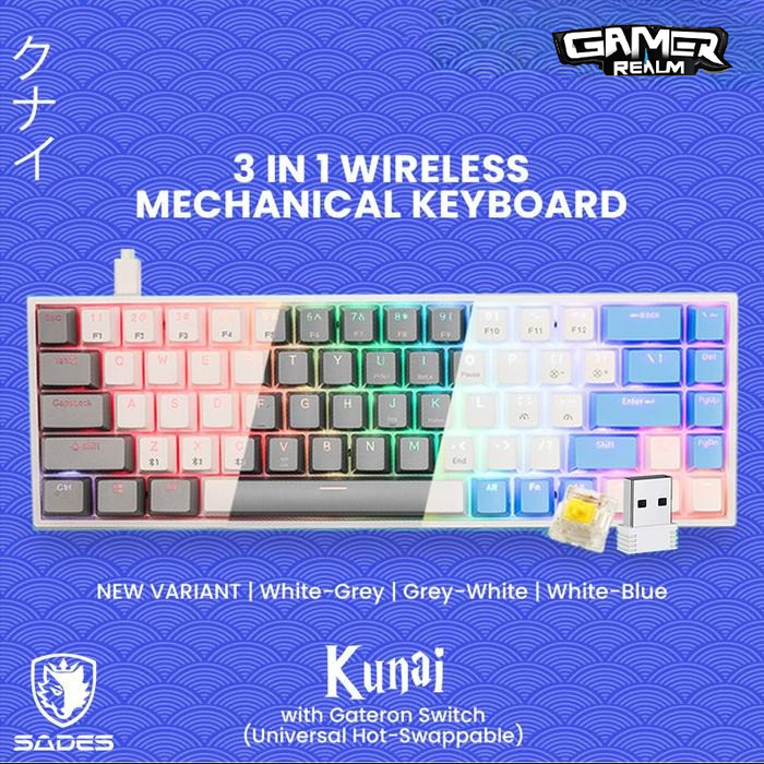 Sades KUNAI Gateron Hotswap 3in1 Wireless Mechanical Gaming Keyboard