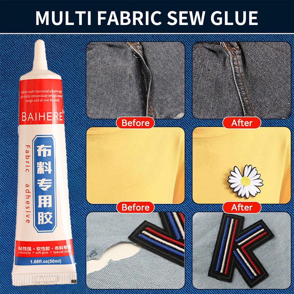 

50ml Lem Kain Denim Jaket Baju Fabric Jahit Kuat Glue Jeans Jins Jin Celana Lem Kain untuk baju robek