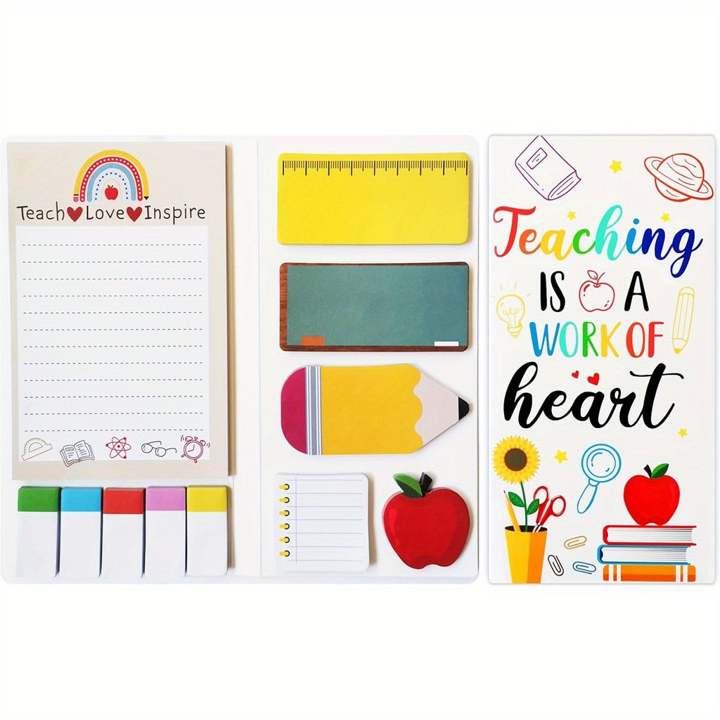 

1 Pc Teacher Sticky Notes Set - Teaching Supplies Shaped Sticky Note Pads Teacher to Do List Notepad Writing Memo Pads for Teach