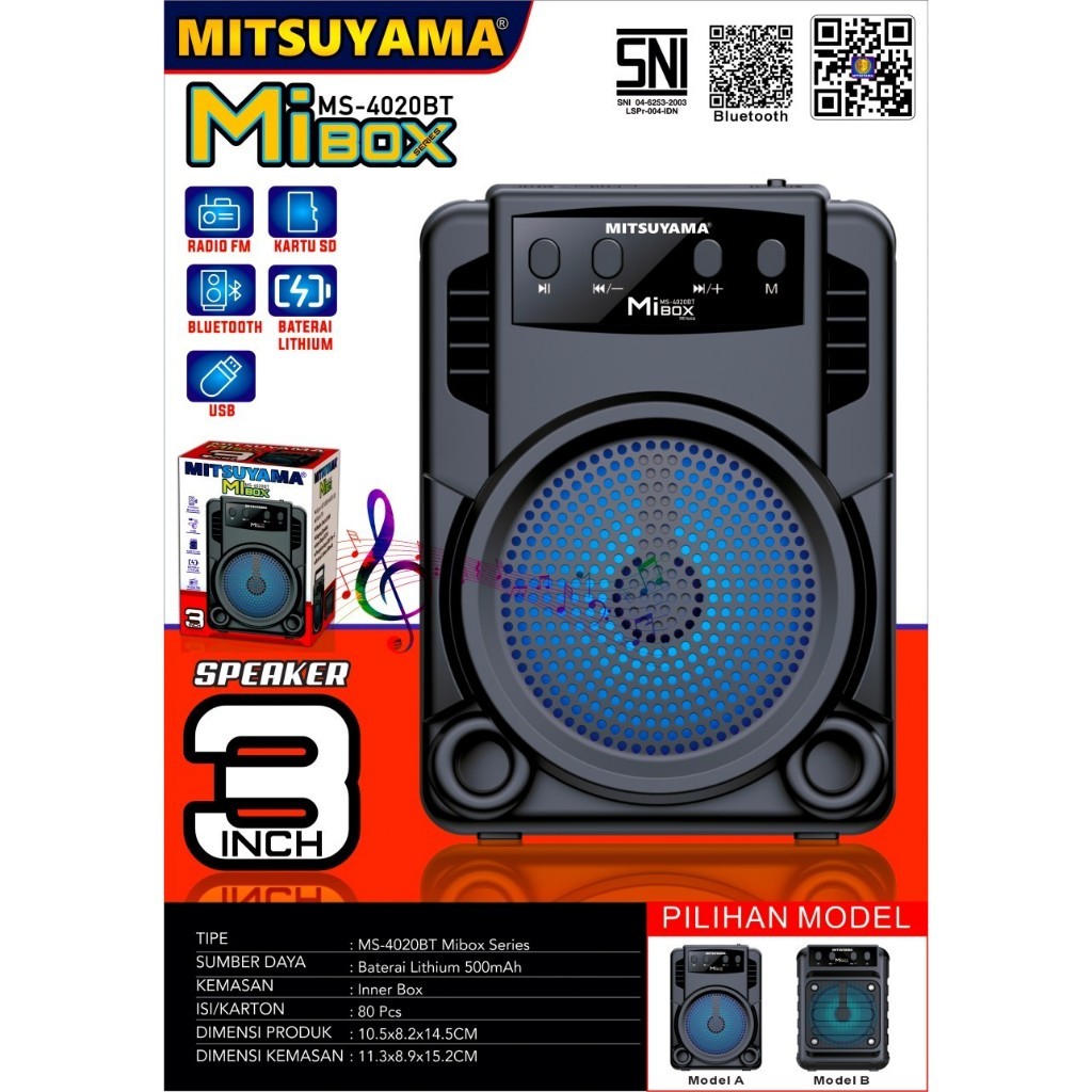 SINARCAHAYA2024 - Speaker Radio Mitsuyama MS-4020BT MiBOX Series MP3 Player USB Bluetooth / radio / 