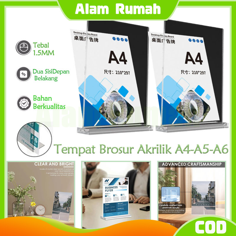 

Tempat Brosur Akrilik A4-A5-A6/ Tent Card Akrilik / Tent Holder Akrilik Stand Akrilik /Display Brosur A4-A5-A6