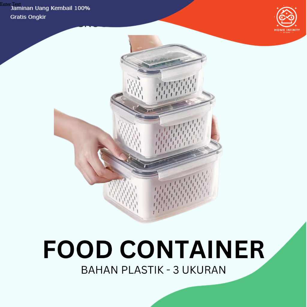 Box Plastik Sayur Buah Box Tempat Simpan Buah Sayuran Penyaring 3in1 Food Container Plastik- RX-A