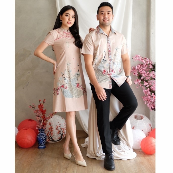 NEW -Set Beautiful Couple Cheongsam Pastel Baju Pasangan Imlek KMC - Dress Saja