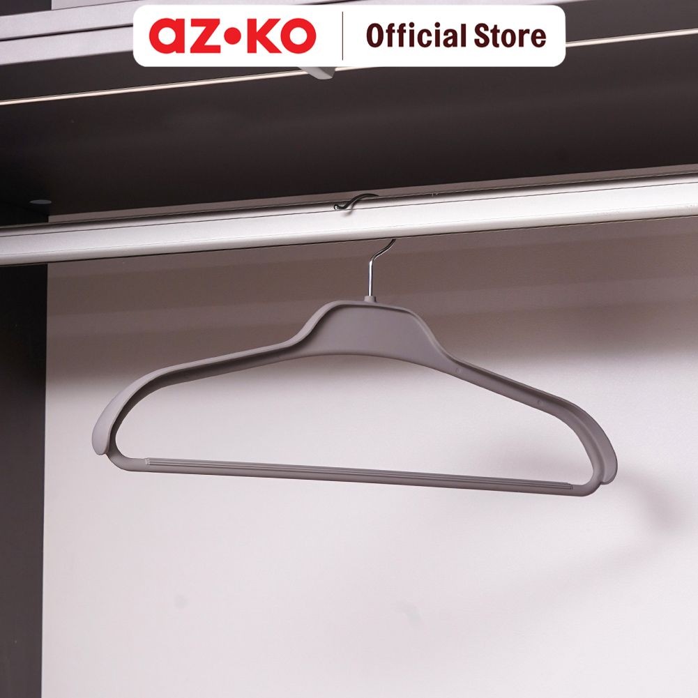 AZKO Stora 45 cm Hanger Jaket Abs Dengan Rubber Coated - Abu-Abu Henger Gantungan Baju Serbaguna Shi