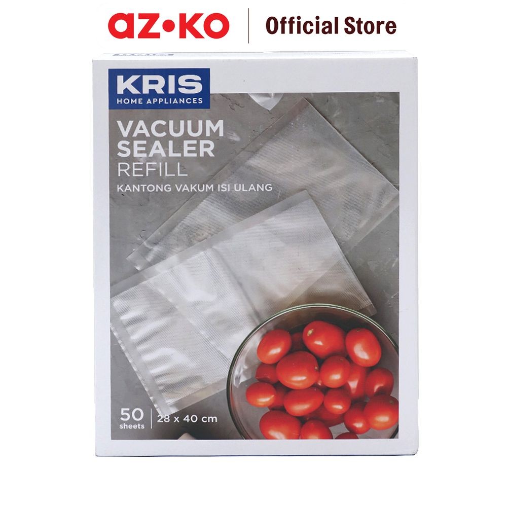 

AZKO Kris 28x40 cm Set 50 Pcs Kantong Vakum Isi Ulang Packaging Vakum Pembungkus Makanan Anti Udara Kantong Pengemas Hisap Food Packing
