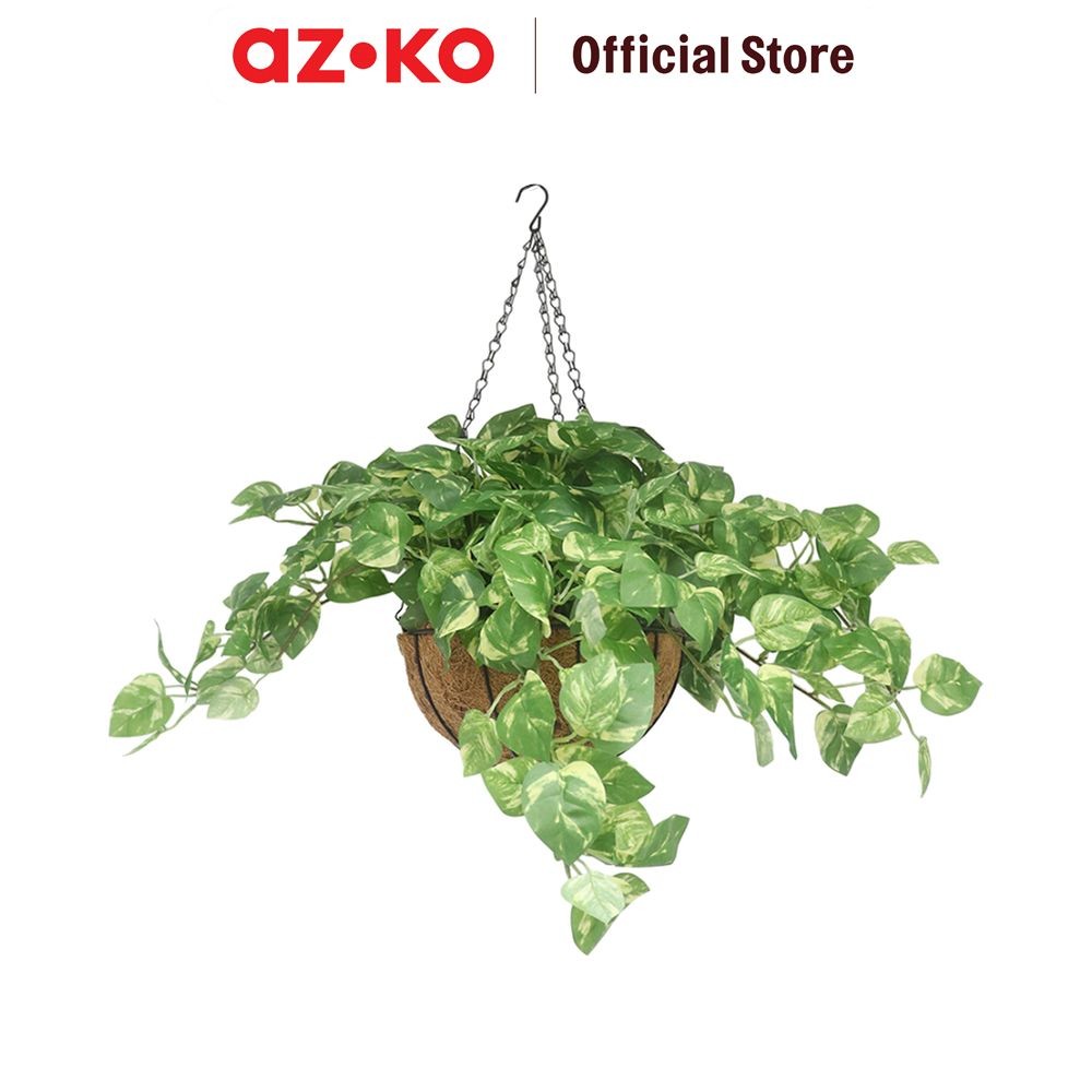 AZKO Forhom Tanaman Artifisial Gantung Rohdea Dengan Pot Keranjang Tumbuhan Tanaman Buatan Dekorasi 