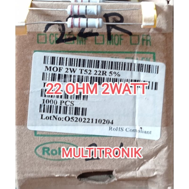 RESISTOR 2WATT 22R 5% RESISTOR 22R (22 OHM) 2WATT MOF TAIWAN