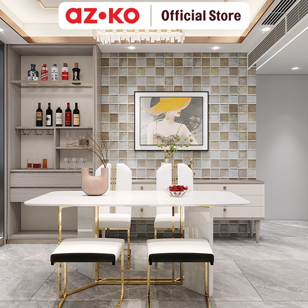 AZKO Forhom 70x70x0.5 cm Wallpaper 3d Foam - Krem Beige Wall Decoration Wallpaper Tembok Dekorasi Ru