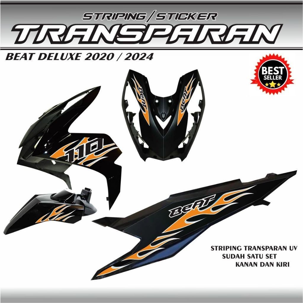 STRIPING STIKER TRANSPARAN ORIGINAL STRIPING MOTOR BEAT DELUXE ISS CBS TRANSPARAN UV BENING / STIKER