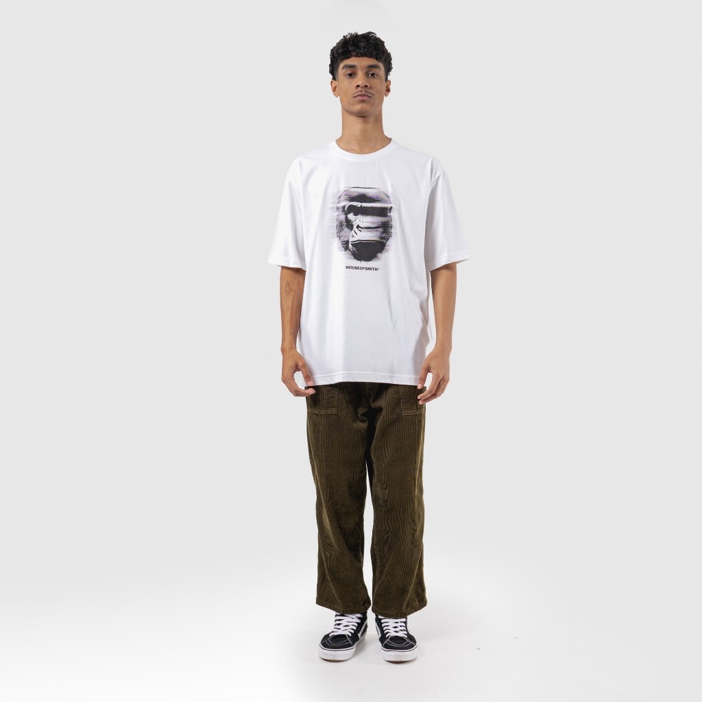House of Smith Blurry Oversize Kaos Pria White T Shirt