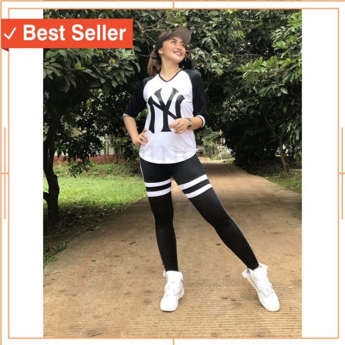 Setelan Olahraga Lari Badminton Senam Zumba Style Keren Murah /Setelan Baju Senam Olahraga NY 4 Warn