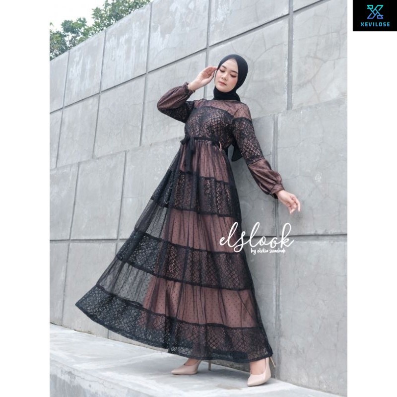 NADHIRA DRESS ASMIRANDAH DRESS GAKIS BRUKAT TILE DOTTY