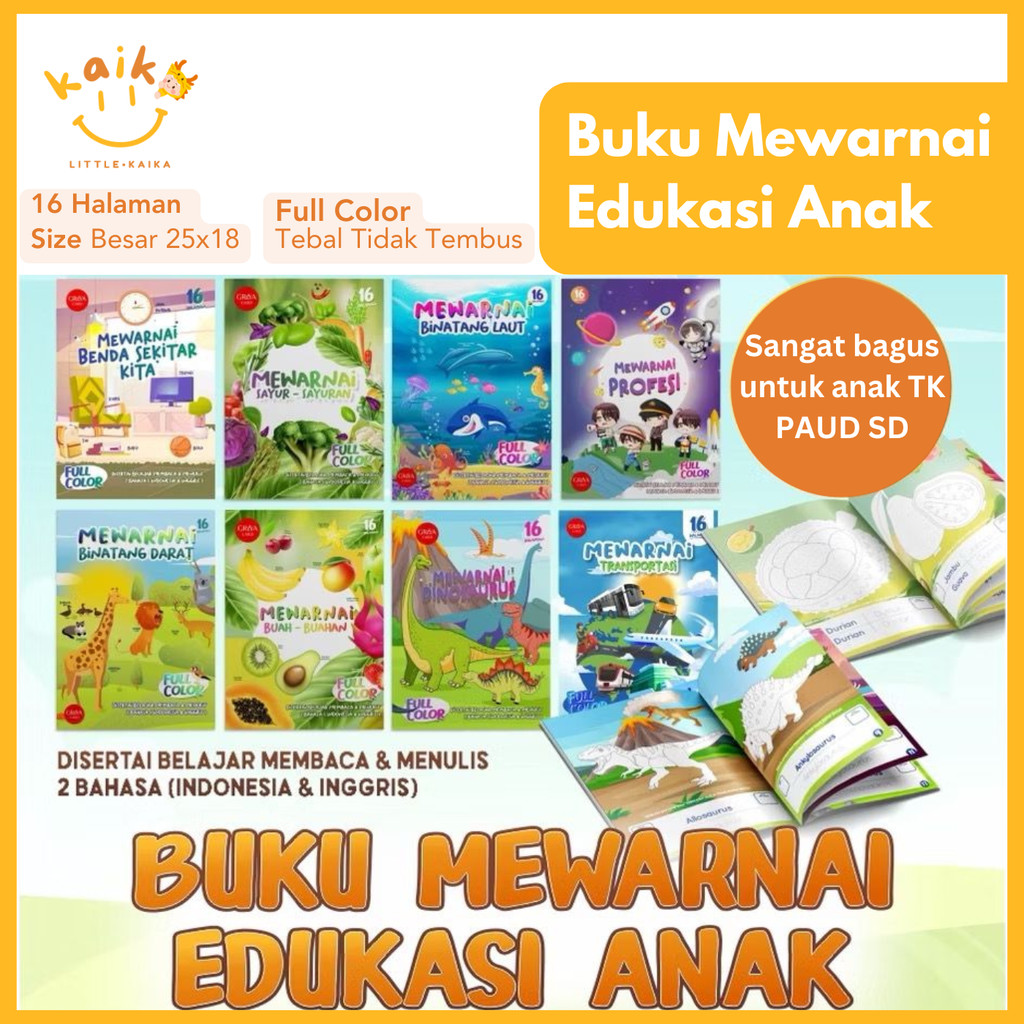 

LITTLE KAIKA | BK21 Buku Mewarnai Colouring Book Full Color 16 Halaman / Grosir Buku Mewarnai Edukasi Anak Murah