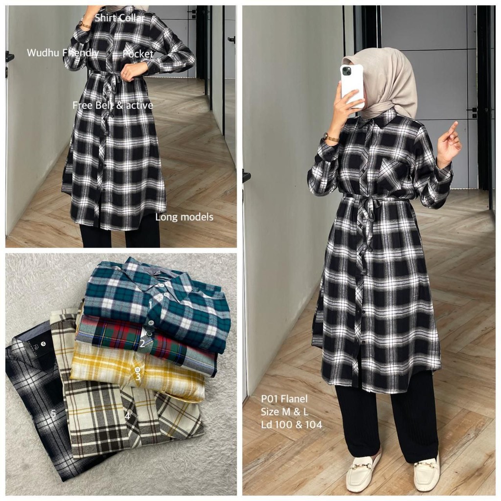 Long Tunik Akleema Flanel by Nurama