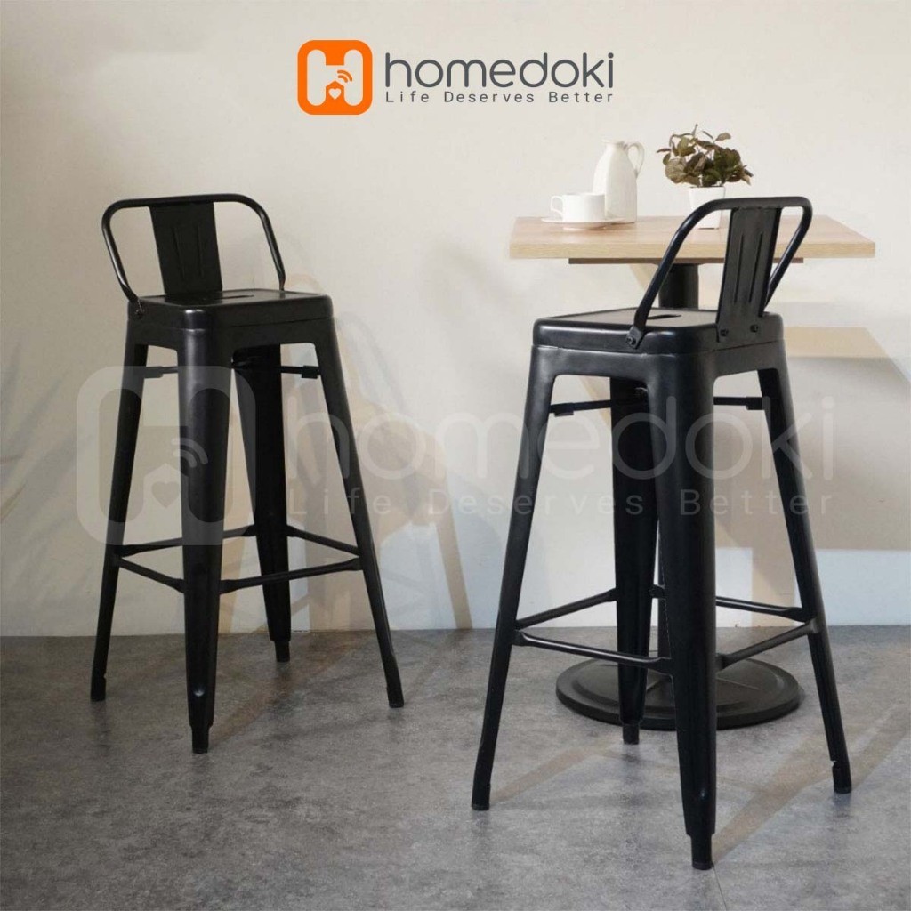 Homedoki  Kursi Bar Besi/Kursi Makan/ Kursi Persegi Tinggi / Kursi Outdoor