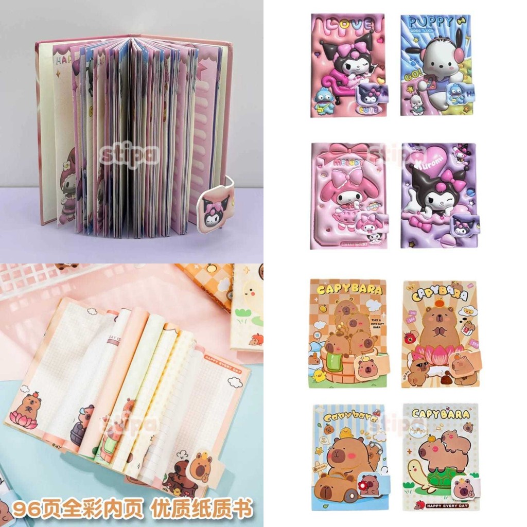 

STIPA Buku Diary Karakter Hard Cover Full Color Notes Notebook Diari Tulis Motif Anak Cute Character Notes Capybara San rio HUPREM