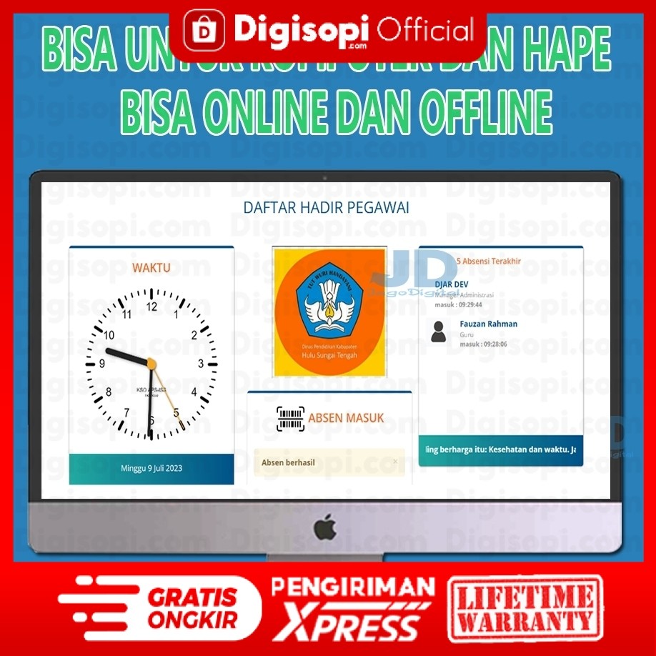 Aplikasi Absensi Siswa dan guru dengan Barcode Berbasis Web bisa online atau offline - Digisopi