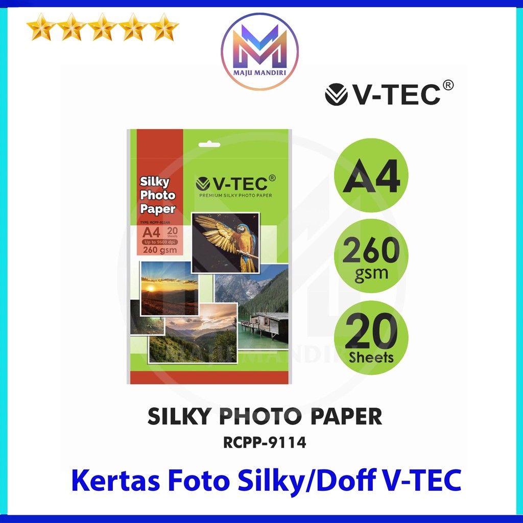 

Kertas Foto Silky V-TEC A4 260 Gsm Doff / Silky Photo Paper