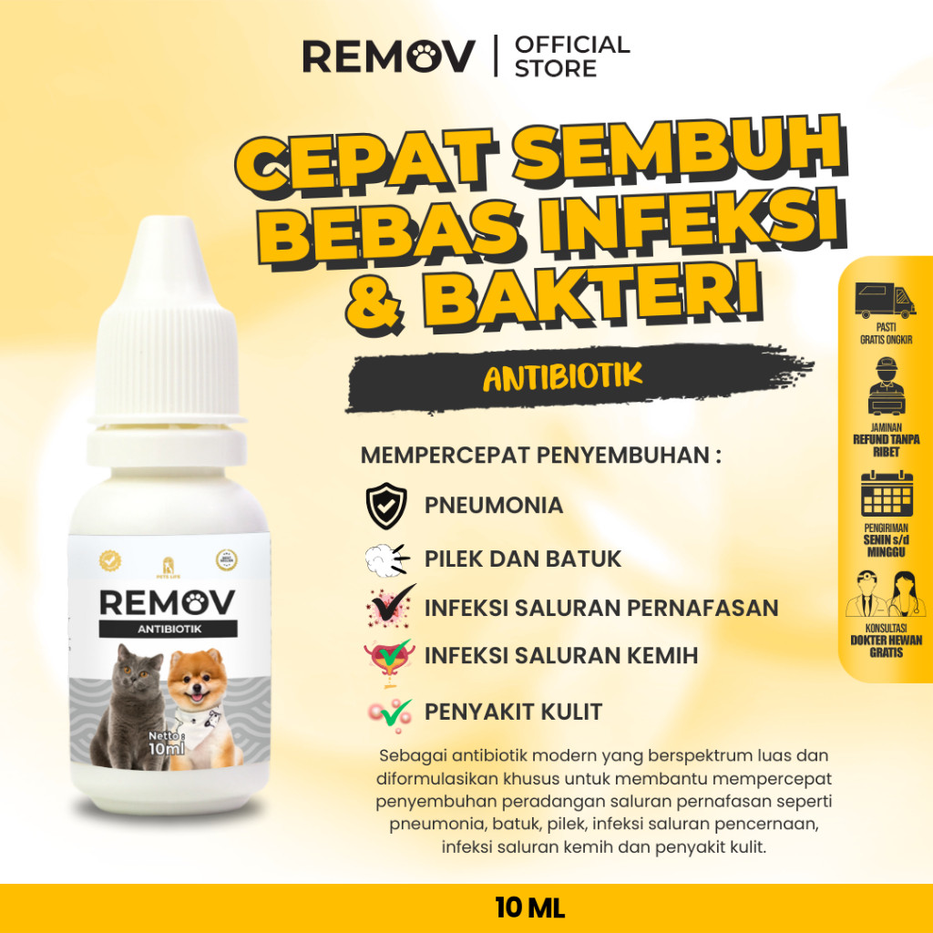 Remov Obat Antibiotik Kucing  Anjing 10 ml