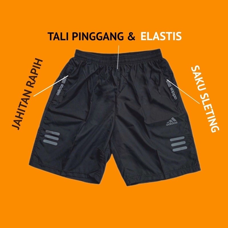 Celana Pendek Dilani0125 Parasut Olahraga Saku Resleting Boardshort Pria Wanita Celana Pendek Olahra