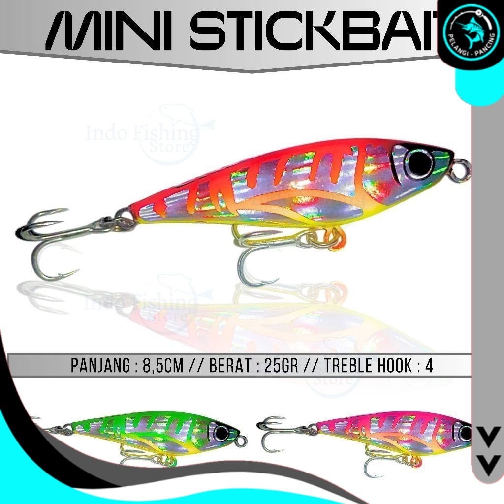 Umpan Pancing Mini Stickbait 25gr BASKING Sinking 8,5cm Stick Bait Lure Termasuk Treble Hook - PP