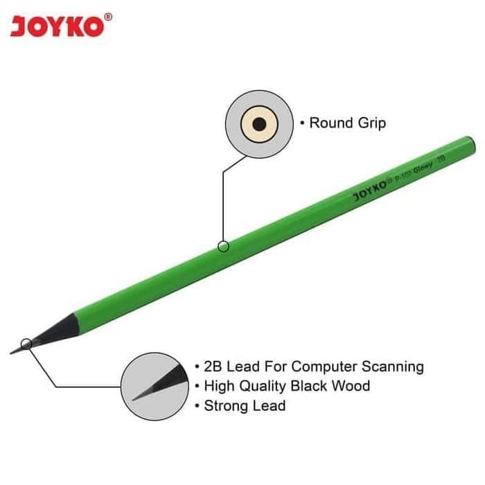 

JOYKO P-102 Pencil/Pensil Black Wood 2B LUSINAN