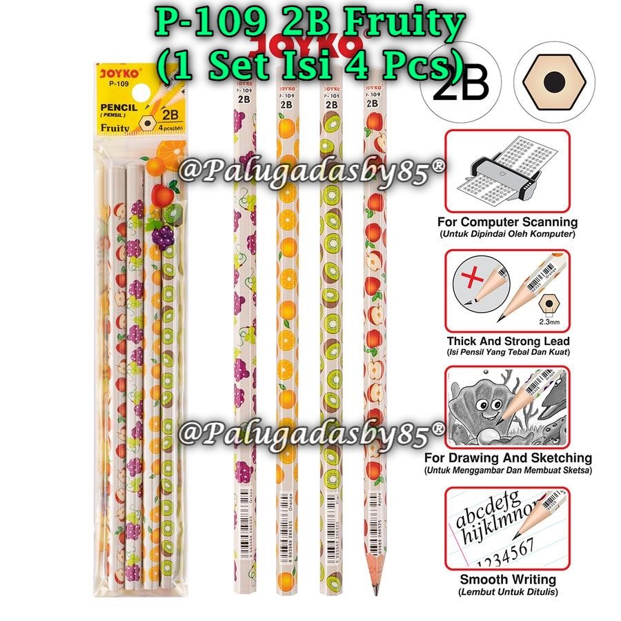 

(1 Set) GROSIR Pensil JOYKO P-109 2B Fruity Hexagonal / Pencil Pensil Joyko P-109 2B Fruity (1 Set)