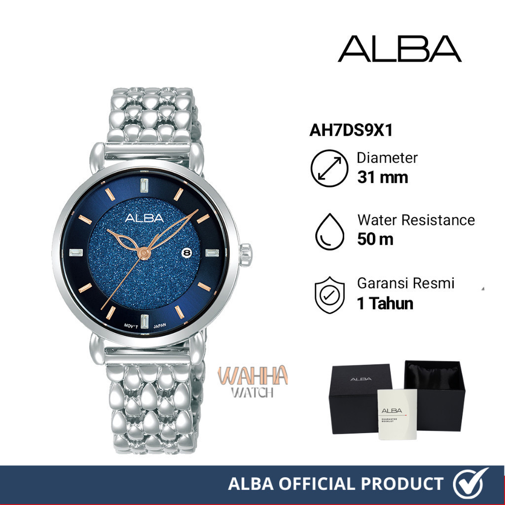 Jam Tangan Wanita Alba AH7DS9X1 Blue Dial Stainless Steel Strap