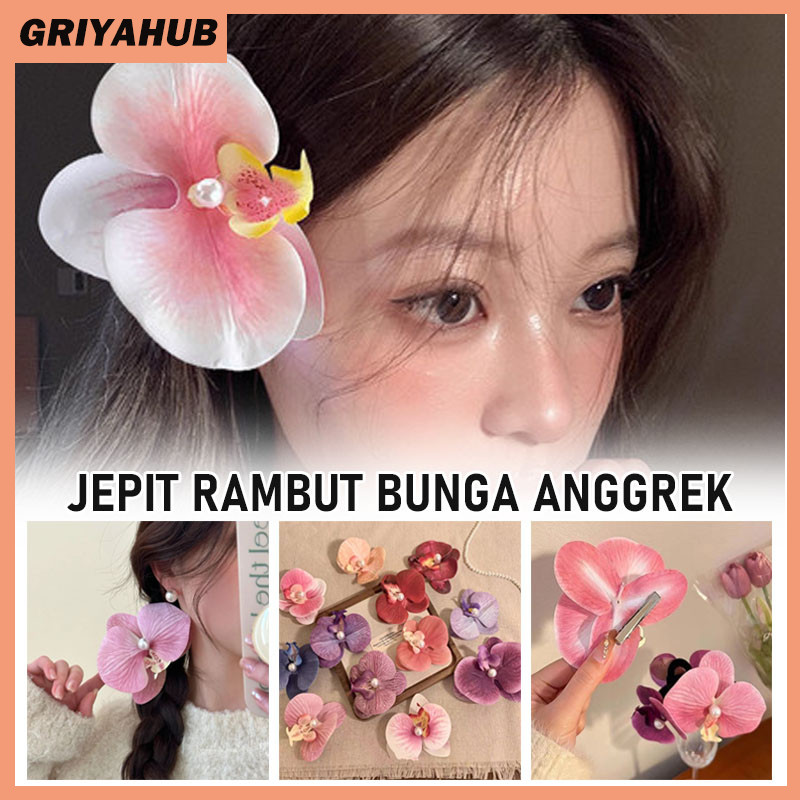 Jepit Rambut Bunga Anggrek/Jepit Rambut Pita Pearl Orchid/Jepitan Rambut Bunga Anggrek Duckbill
