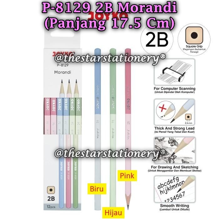 

(1 PaK/12) GROSIR Pensil JOYKO P-8129 2B Morandi / Pensil Pencil Joyko P-8129 2B (1 Biji)