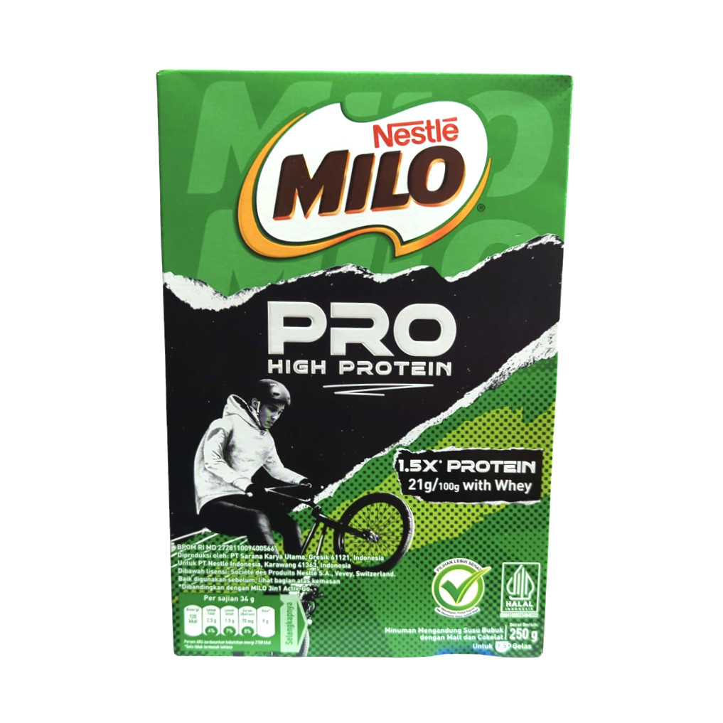 

Milo Pro High Protein 250gr - Susu Bubuk Rasa Coklat - Susu Dewasa Hilo