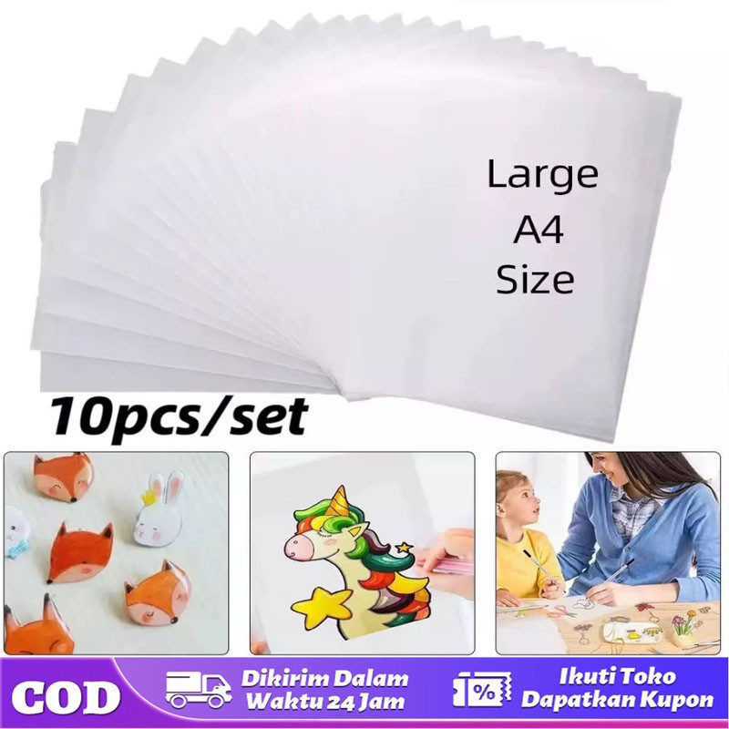 

【Ready】10PCS 20*29cm DIY Shrinky Dink Plastic / Heat Shrink Plastic Sheet / Printable Shrinky Dink Plastic / Semi-transparant Shrinky Plastic