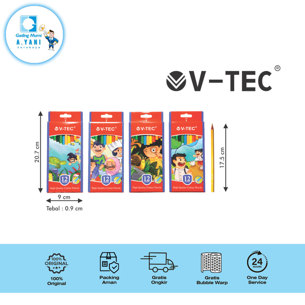 

V-TEC PENSIL WARNA PW 1112 12 WARNA