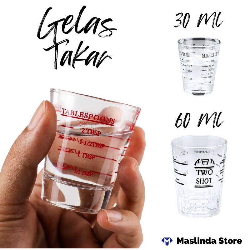 Yi Mart Gelas Sloki Espresso Shot Cup Mug Gelas Takar Ukur Kaca 30 60 ml Barista Bahan Tebal Tahan P