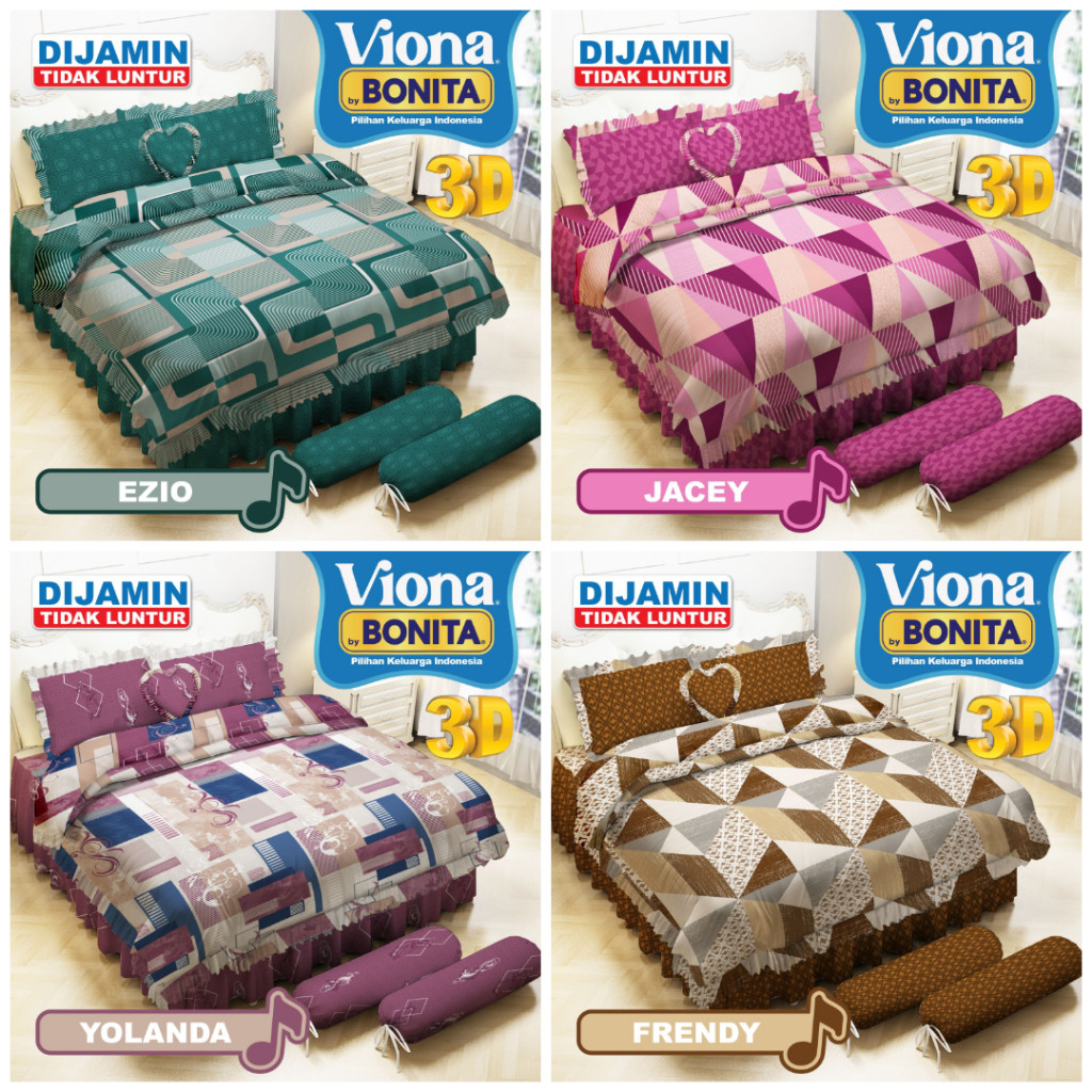 

VIONA By Bonita BED Cover Set Sprei Rumbai King Uk.180x200 Tinggi 25 cm