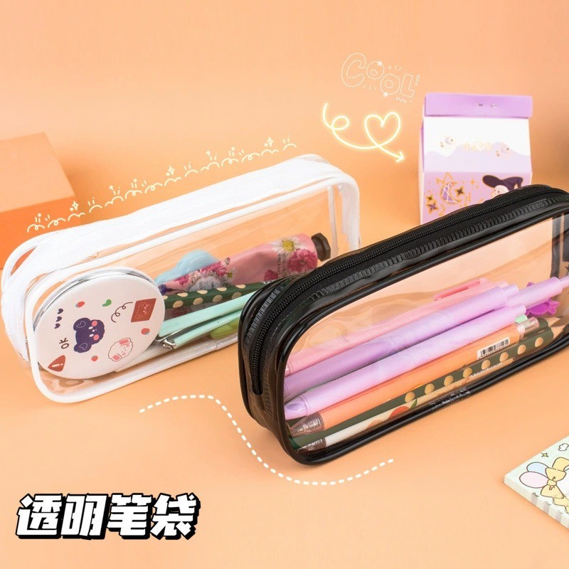 

Simple Kawaii Transparent Pencil Case Large Capacity Waterproof Pen Box for Girls Cosmetic Bag Stationery Office School Supplies