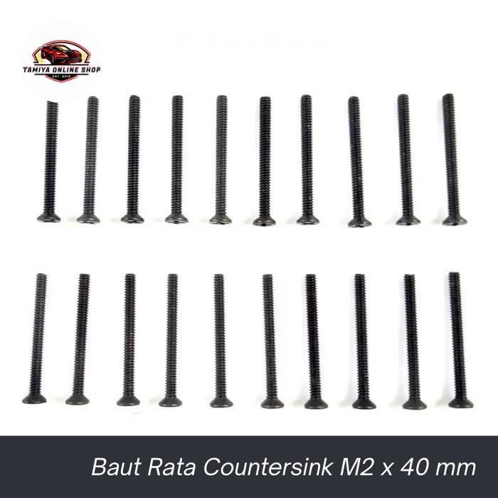 Rep Tamiya Baut Rata Countersink Hitam M2 x 40 mm Screw Baut Rata Hitam M2 x 40 mm - 20 pcs Baut Tam
